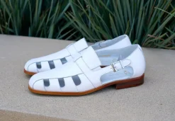 Maurice Calfskin Slip-On Sandal/Shoe White