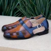 Maurice Calfskin Slip-On Sandal/Shoe Cognac/Navy