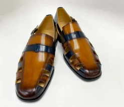 Maurice Calfskin Slip-On Sandal/Shoe Cognac/Navy