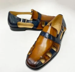 Maurice Calfskin Slip-On Sandal/Shoe Cognac/Navy