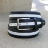 Maurice Two-Tone Leather Belt 2-Navy/White