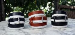 Maurice Two-Tone Leather Belt 1-Navy/White