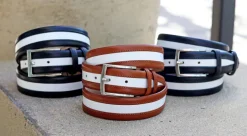 Maurice Two-Tone Leather Belt 2-Navy/White