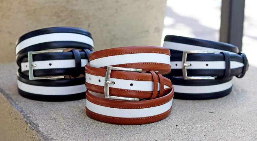 Maurice Two-Tone Leather Belt 2-Navy/White