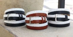 Maurice Two-Tone Leather Belt 3-Tan/White