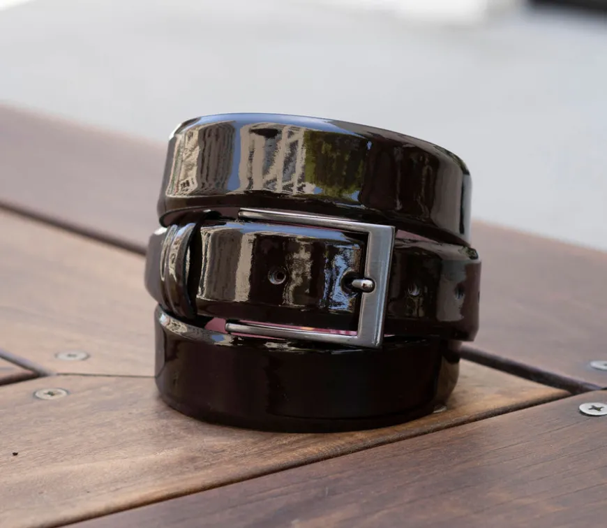 Patent Leather Belt Brown