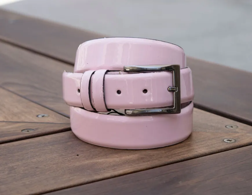 Patent Leather Belt Pink