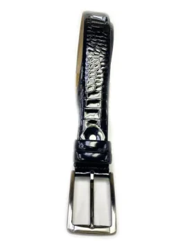 Patent Leather Croco Print Belt Black