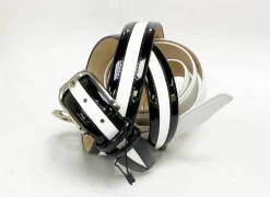 Patent Leather Two-Tone Belt Black/White