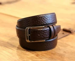 Pebbled Leather Belt Brown