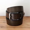 Pebbled Leather Belt Olive