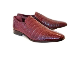 Pelle Exotics Crocodile Slip-On Loafer Burgundy