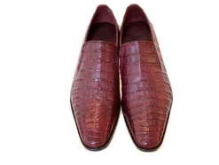 Pelle Exotics Crocodile Slip-On Loafer Burgundy