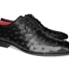 Pelle Exotics Ostrich Quill Lace-Up Oxford Black