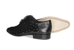 Pelle Exotics Ostrich Quill Lace-Up Oxford Black