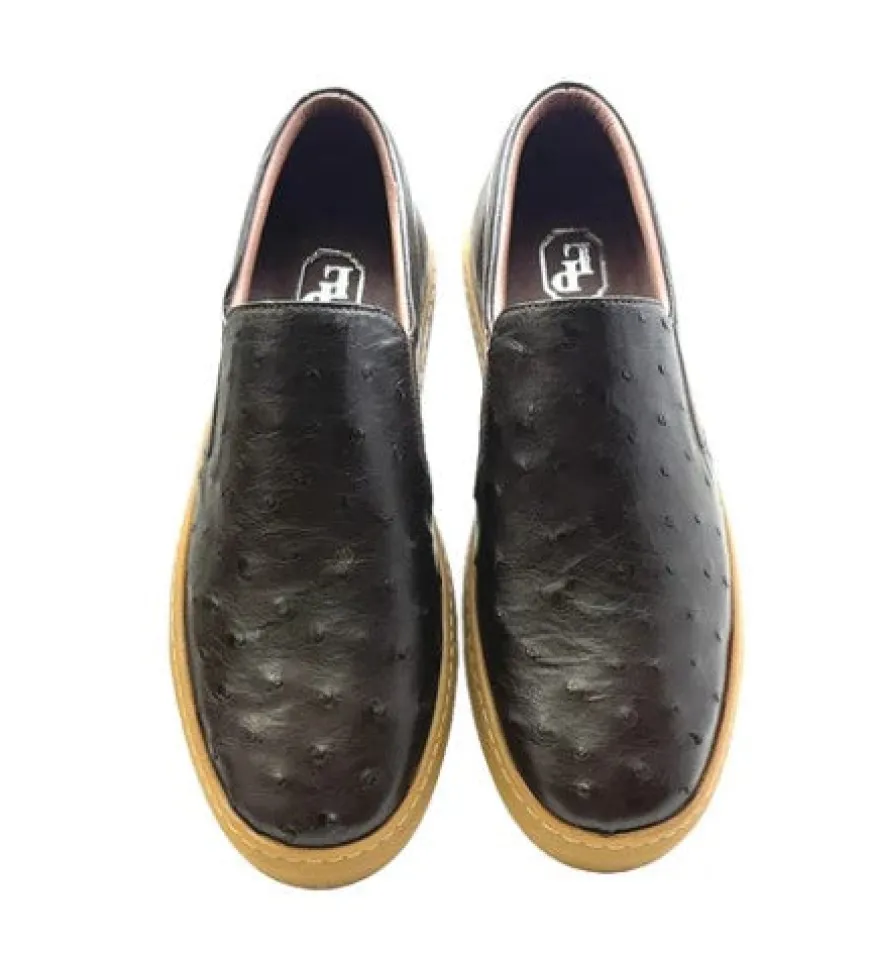 Pelle "Grafton" Ostrich Slip-On Loafer Brown