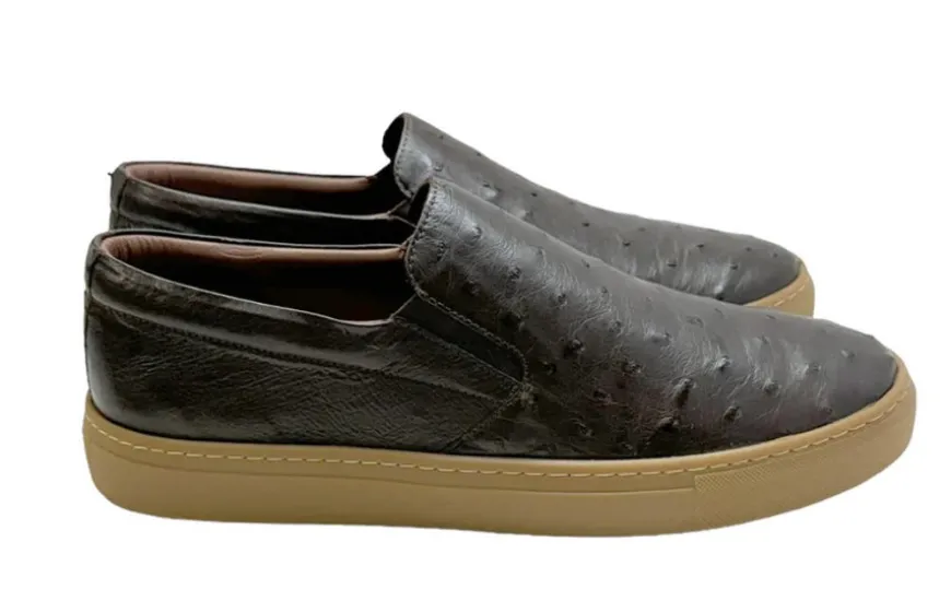 Pelle "Grafton" Ostrich Slip-On Loafer Brown