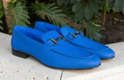 Pelle Pebbled Leather Loafer Blue