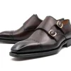 Ryan Burnished Calfskin Double Monkstrap Brown