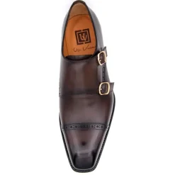 Ryan Burnished Calfskin Double Monkstrap Brown