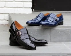 Shiny Calfskin Slip-On Shoe Navy