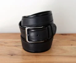 Stitched Leather Belt Black