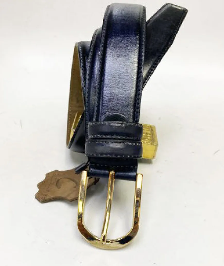 Style: C Collection Charcoal Leather Belt