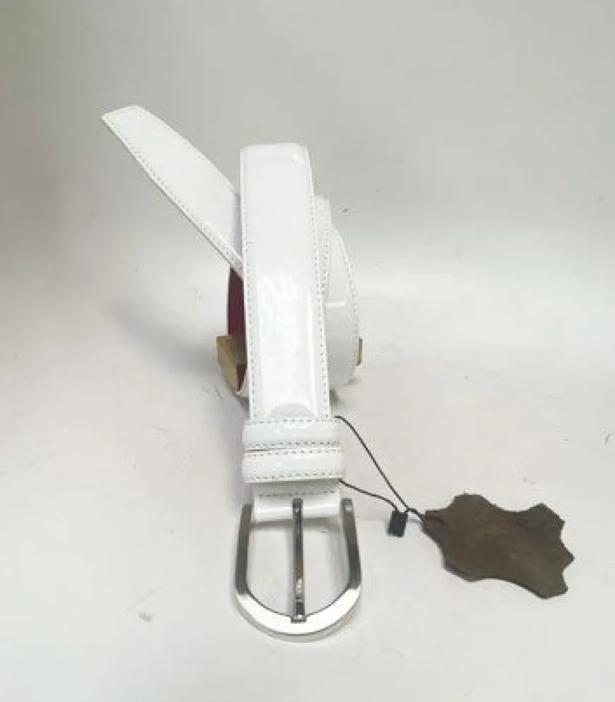 Style: C Collection Leather Belt White