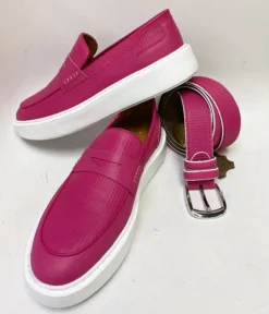 Style: C Collection Leather Belt Fuchsia