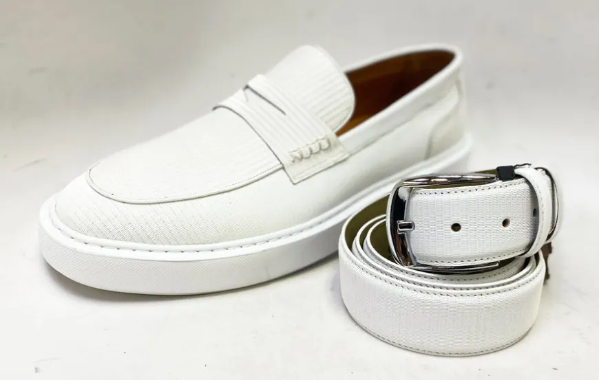 Style: C Collection Leather Belt White