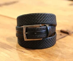 Woven Leather Belt Black